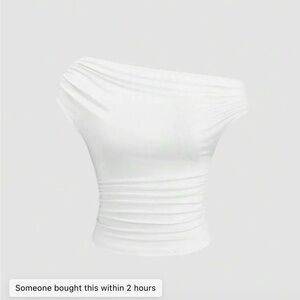 SHEIN White Ruched Off-Shoulder Blouse